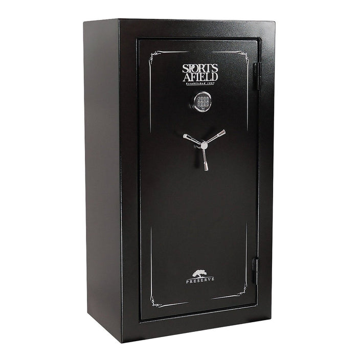 Secure Your Valuables with Sports Afield 32-Gun Gloss Silver Gun Safe