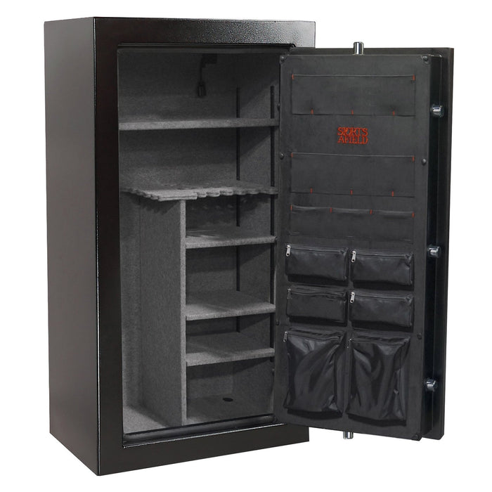 Secure Your Valuables with Sports Afield 32-Gun Gloss Silver Gun Safe