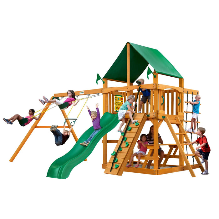 Gorilla Playsets Chateau w/ Amber Posts and Deluxe Green Vinyl Canopy