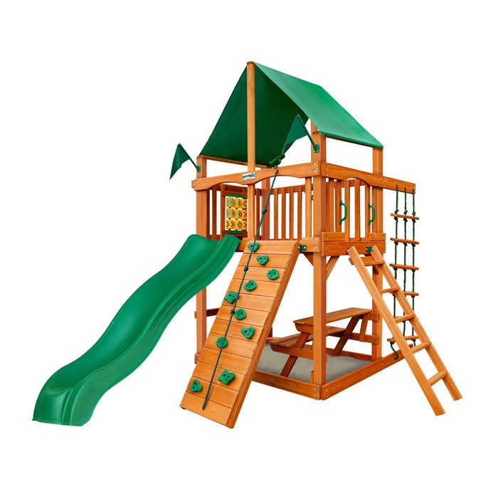 Gorilla Playsets Chateau Tower w/ Amber Posts and Deluxe Green Vinyl Canopy