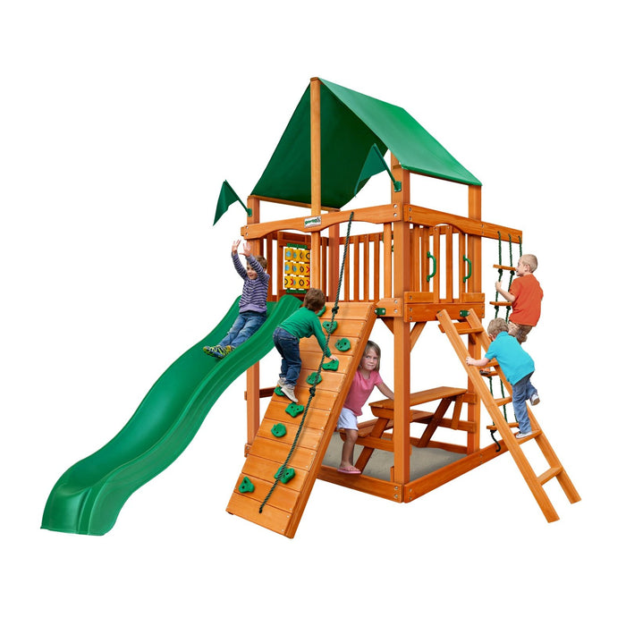 Gorilla Playsets Chateau Tower w/ Amber Posts and Deluxe Green Vinyl Canopy