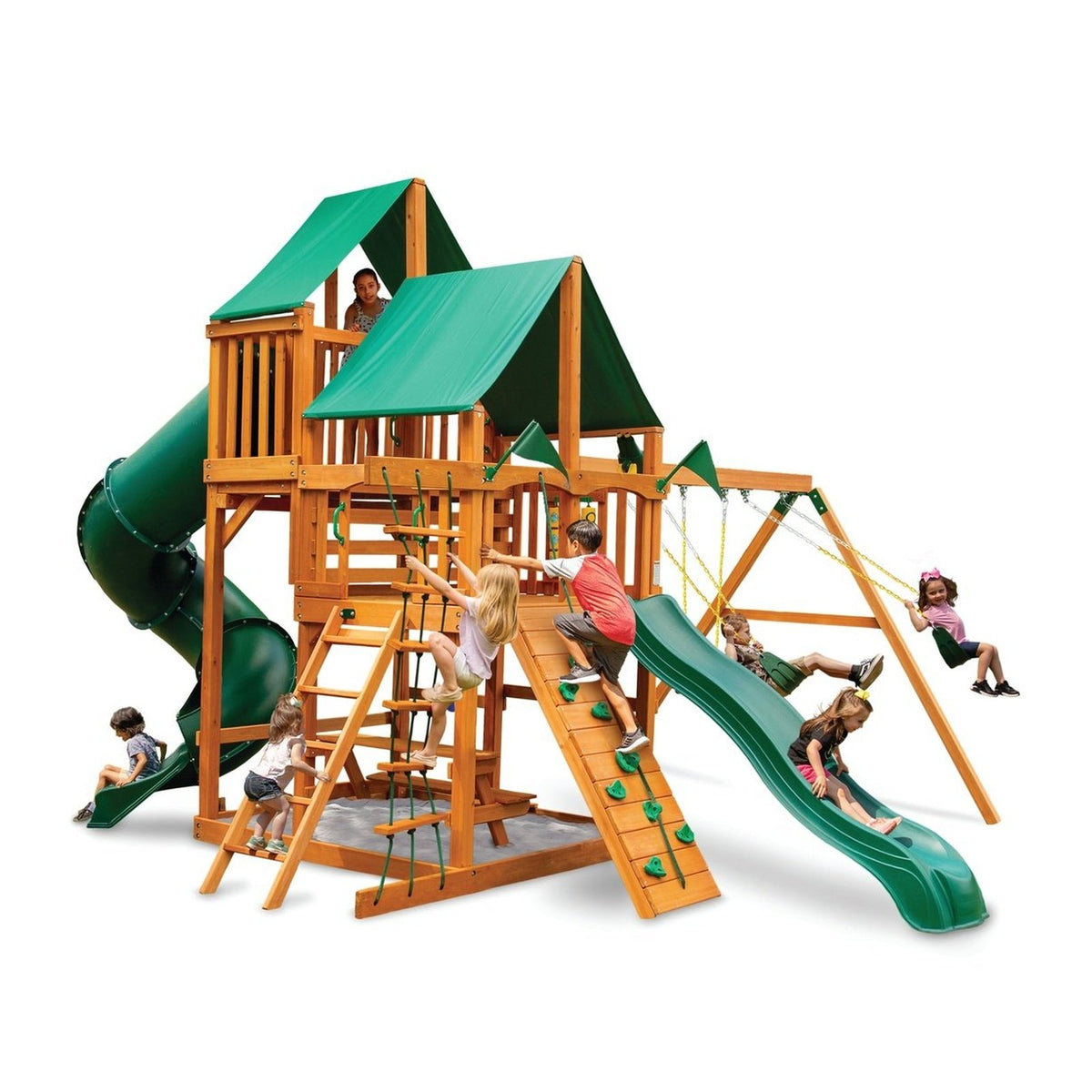 Gorilla Playsets Great Skye I w/ Amber Posts and Deluxe Green Vinyl Ca ...