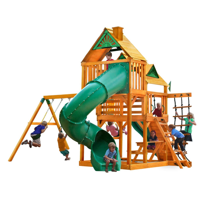 Gorilla Playsets Great Skye I w/ Amber Posts and Standard Wood Roof