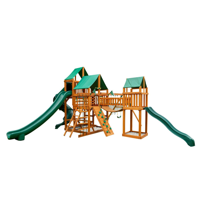 Gorilla Playsets Treasure Trove II w/ Amber Posts and Deluxe Green Vinyl Canopy