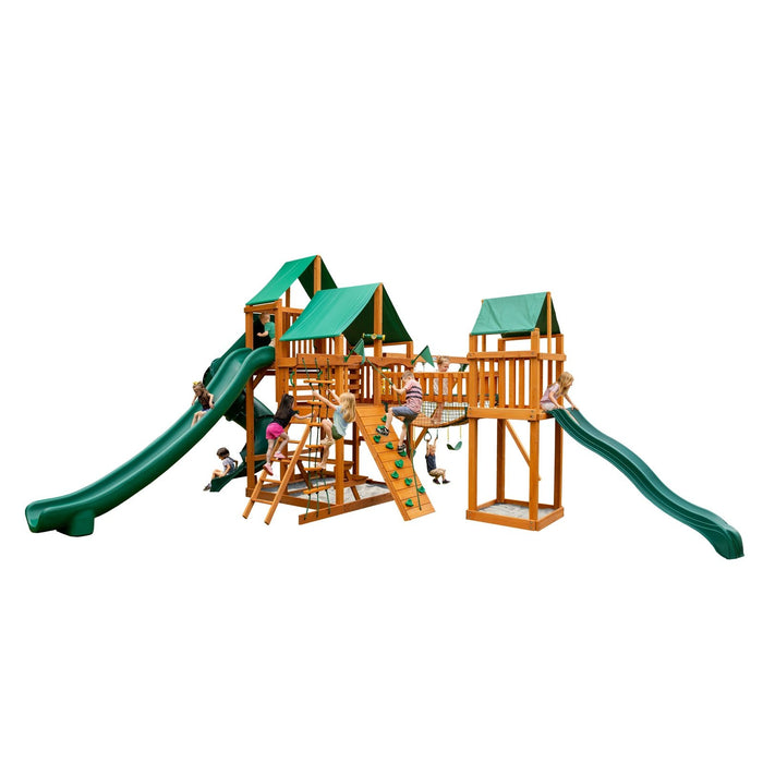 Gorilla Playsets Treasure Trove II w/ Amber Posts and Deluxe Green Vinyl Canopy