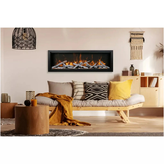 Amantii Symmetry Bespoke Clean Face Electric Built-In Fireplace: Elegant Log