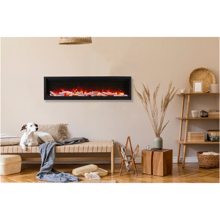 Amantii Symmetry Bespoke Clean Face Electric Built-In Fireplace: Elegant Log