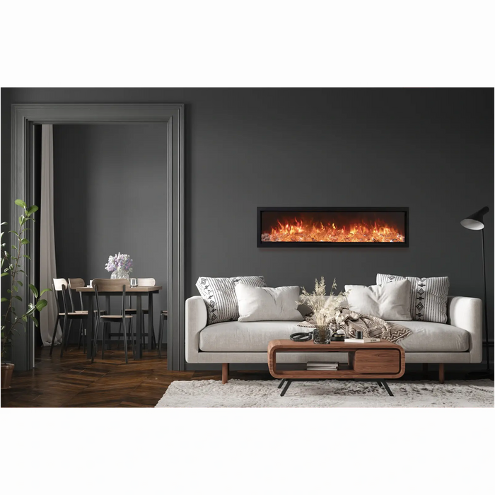 Amantii Symmetry Bespoke Clean Face Electric Built-In Fireplace: Elegant Log