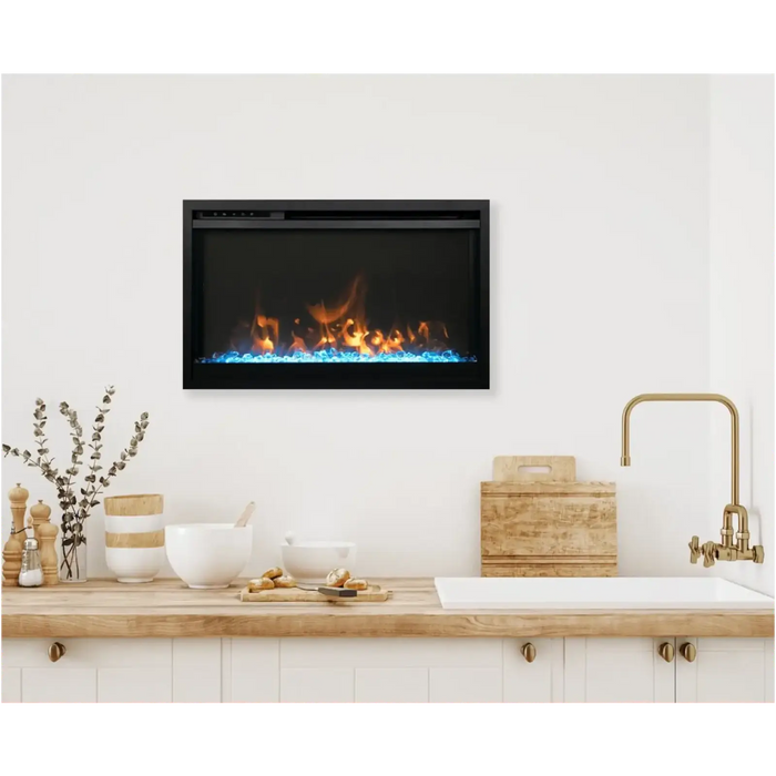 Amantii Traditional Series Xtra Slim Electric Fireplace - 4" Depth, WiFi, 3-Speed Motor