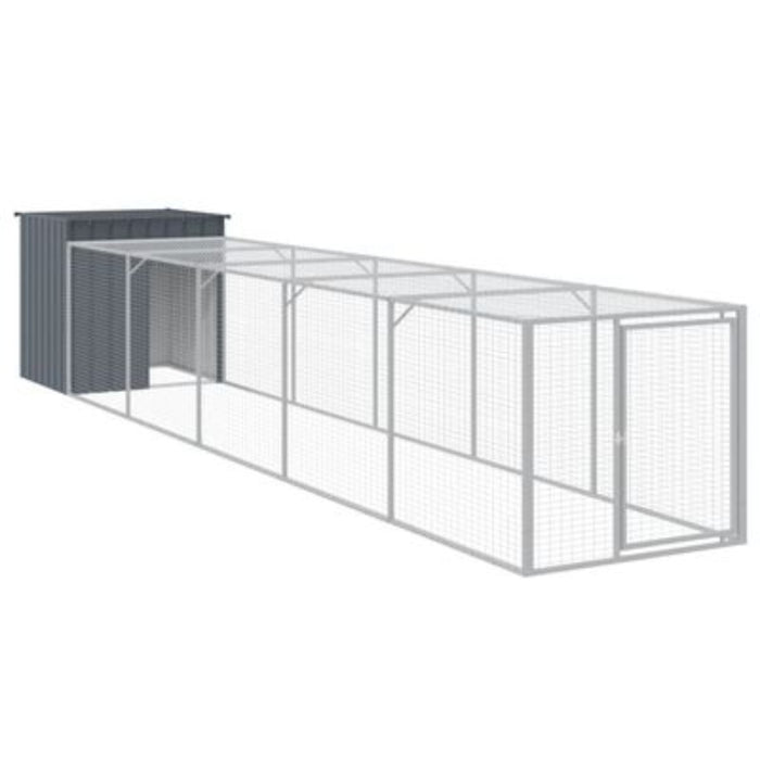 vidaXL Large Chicken Cage & Run – 110x609x110 cm | Galvanised Steel Construction, Light Grey