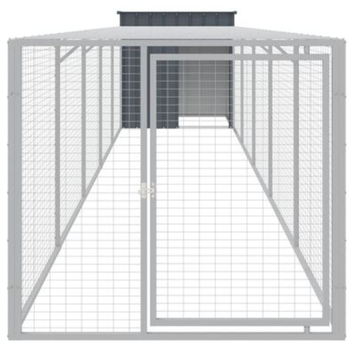 vidaXL Large Chicken Cage & Run – 110x609x110 cm | Galvanised Steel Construction, Light Grey