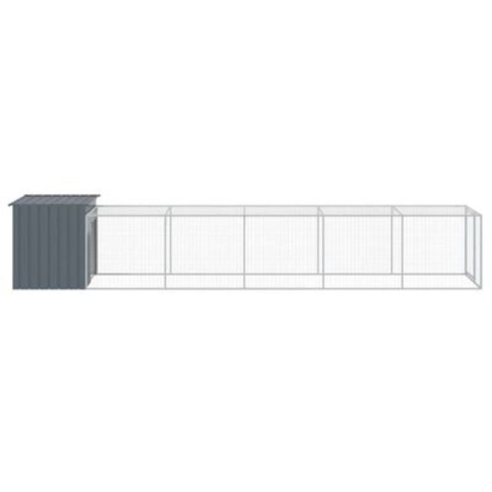 vidaXL Large Chicken Cage & Run – 110x609x110 cm | Galvanised Steel Construction, Light Grey