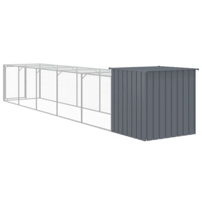 vidaXL Large Chicken Cage & Run – 110x609x110 cm | Galvanised Steel Construction, Light Grey