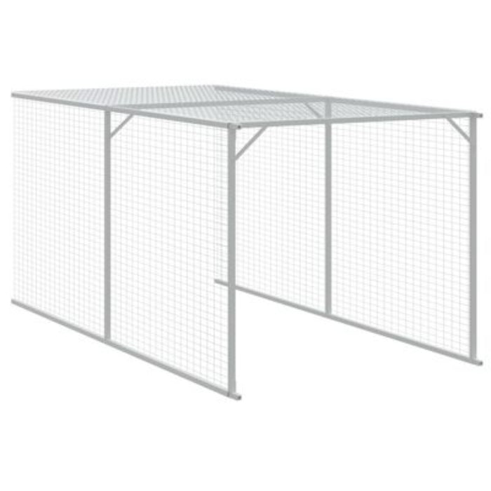 vidaXL Large Chicken Cage & Run – 110x609x110 cm | Galvanised Steel Construction, Light Grey