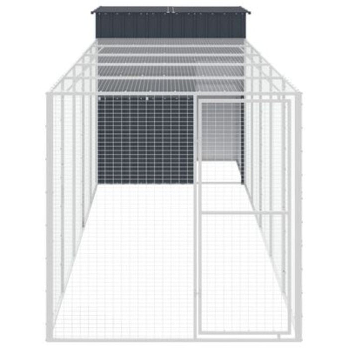 vidaXL Anthracite Steel Chicken Cage with Run | 165x659x181cm