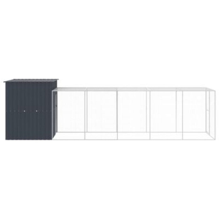 vidaXL Anthracite Steel Chicken Cage with Run | 165x659x181cm