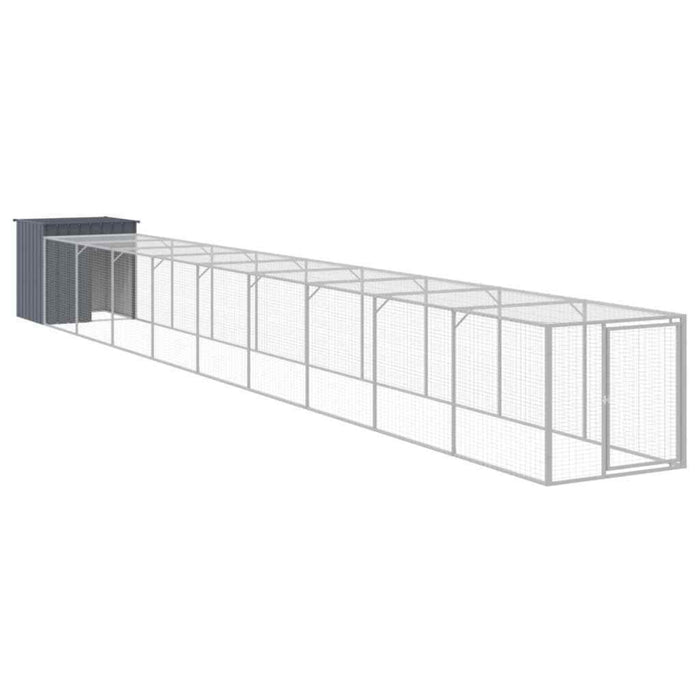 vidaXL Anthracite Steel Chicken Cage with Run - 110x1017x110 cm