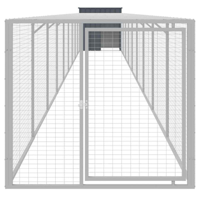 vidaXL Anthracite Steel Chicken Cage with Run - 110x1017x110 cm