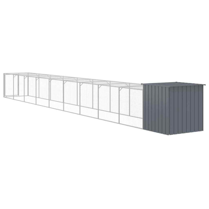 vidaXL Anthracite Steel Chicken Cage with Run - 110x1017x110 cm