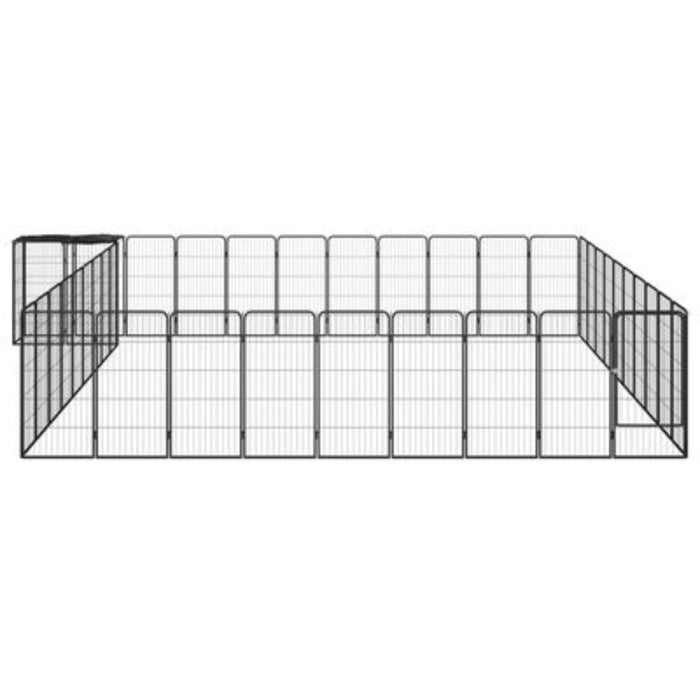 vidaXL 42-Panel Black Dog Playpen - XL Steel Enclosure 216.5" x 196.9" x 39.4