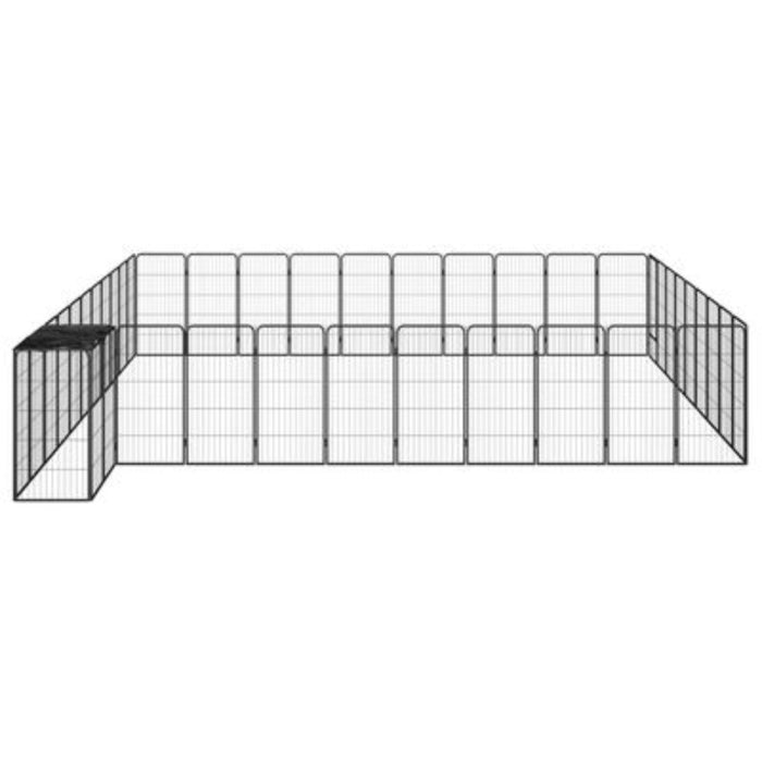 vidaXL 42-Panel Black Dog Playpen - XL Steel Enclosure 216.5" x 196.9" x 39.4