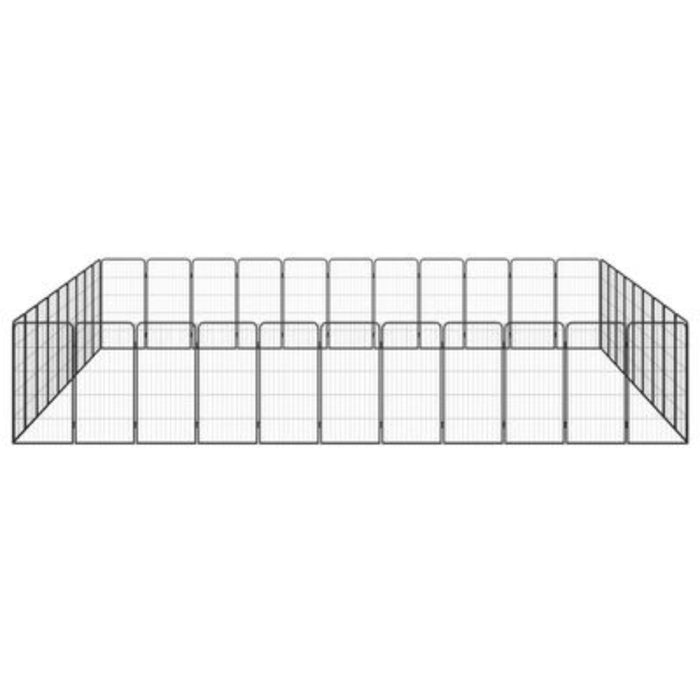 vidaXL 40-Section Black Dog Playpen - 550x450x100 cm - Durable Steel Construction