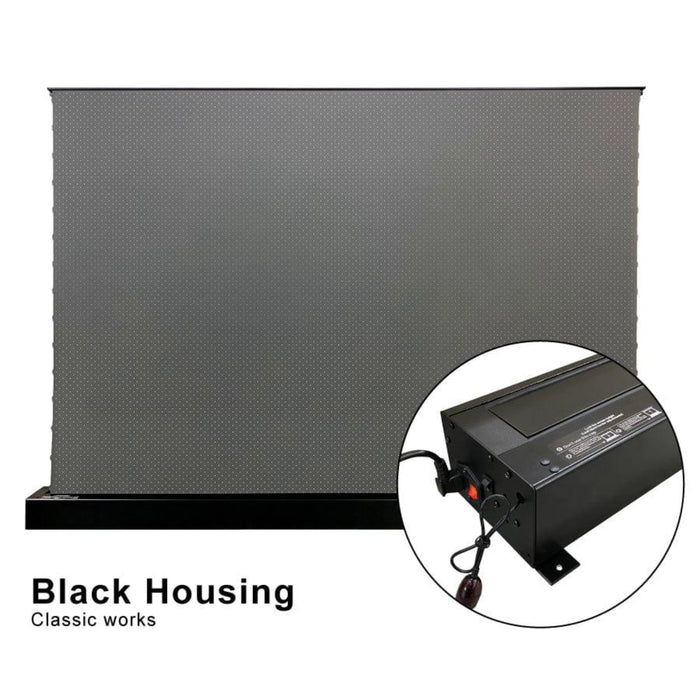 VIVIDSTORM S: Motorized Tension Floor Rising Obsidian Long Throw ALR Perforated Projector Screen