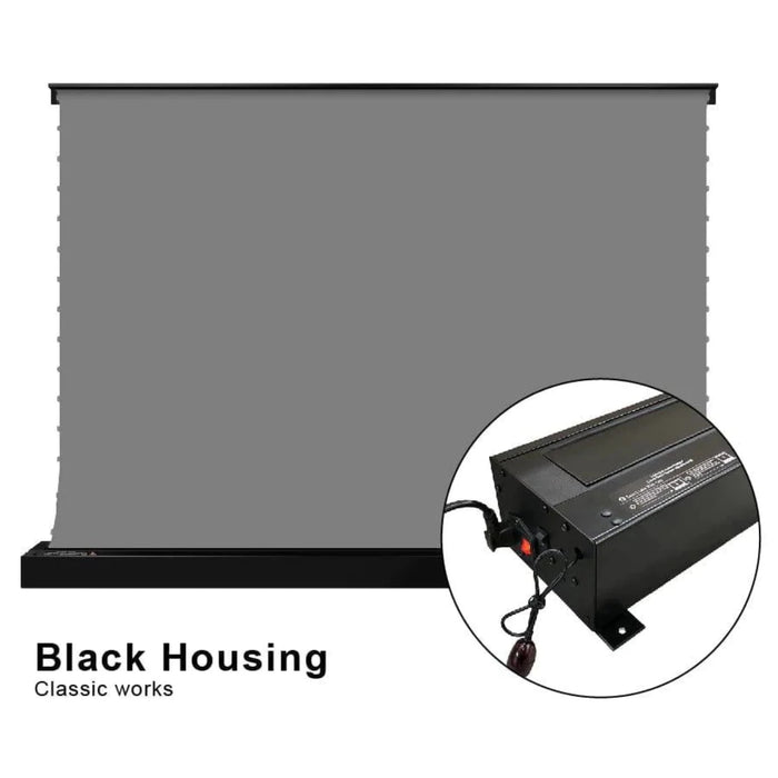 VIVIDSTORM S: 3D ALR Motorized Tension Floor Rising 3D Obsidian Long Throw ALR (High Gain) Projector Screen