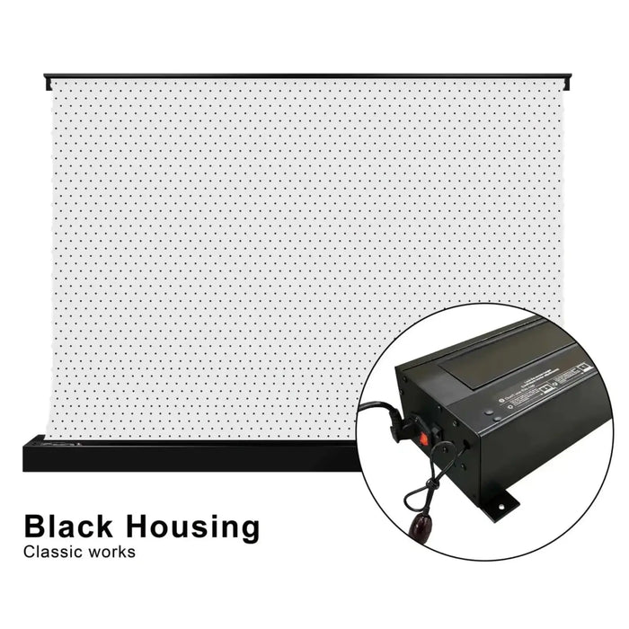 VIVIDSTORM S: Motorized Tension Floor Rising Projector Screen in White Cinema Perforated