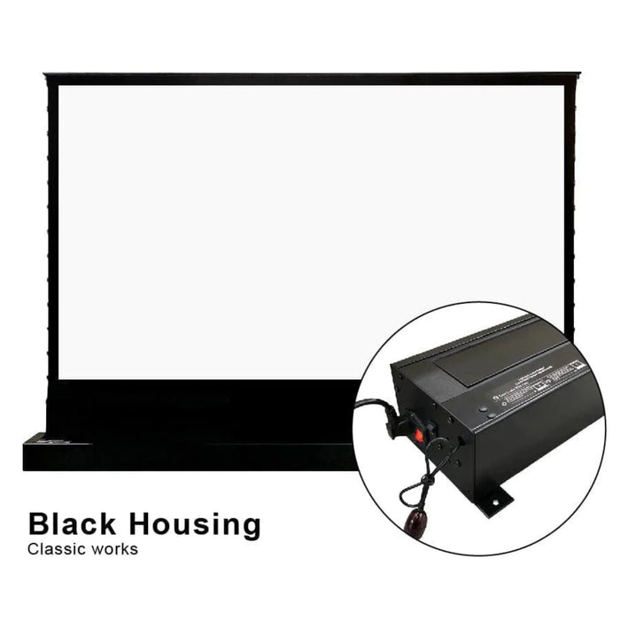 VIVIDSTORM S: Motorized Tension Floor Rising Projector Screen in White Cinema