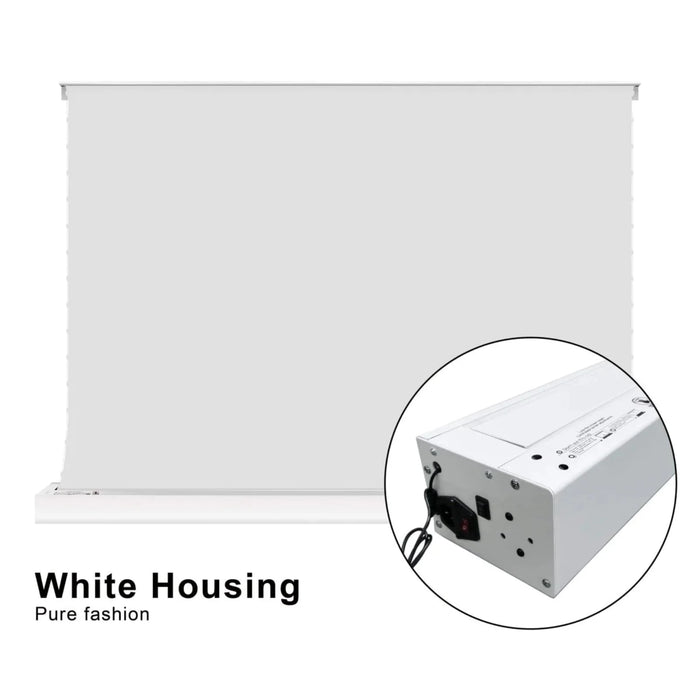 VIVIDSTORM S: Motorized Tension Floor Rising Projector Screen in White Cinema