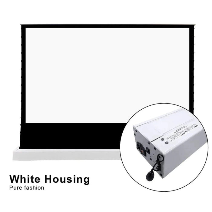 VIVIDSTORM S: Motorized Tension Floor Rising Projector Screen in White Cinema