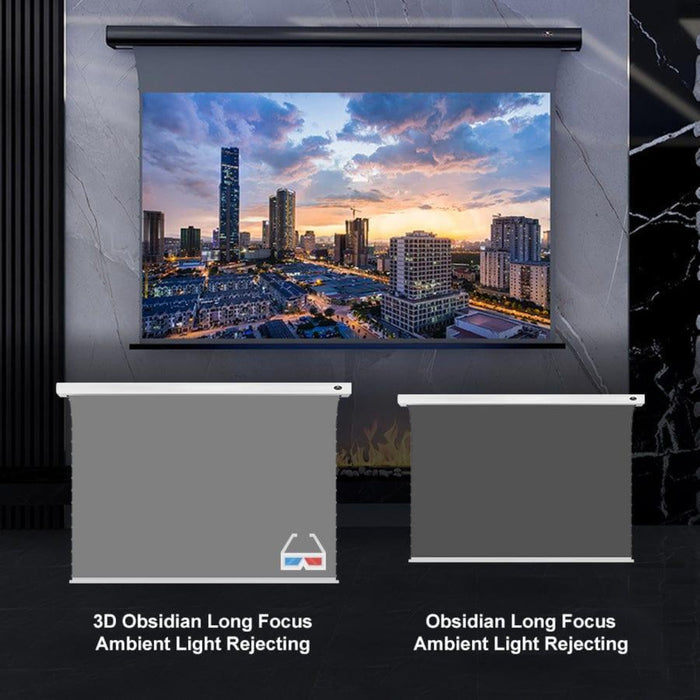 Slimline Motorized Tension 3D ALR (Ambient Light Rejecting) Obsidian Long Throw High Gain Projector Screen by VIVIDSTORM.