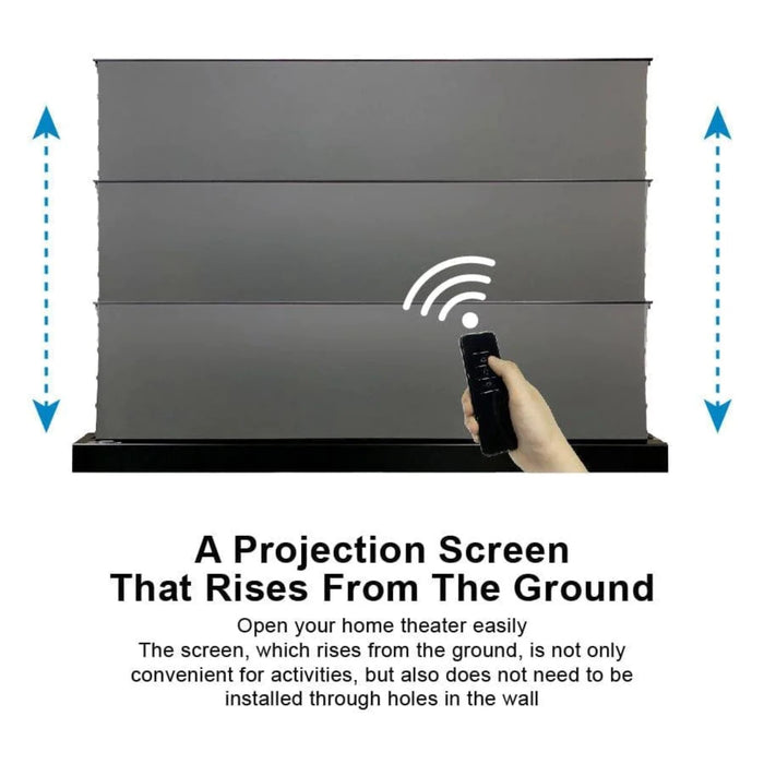 VIVIDSTORM S: 3D ALR Motorized Tension Floor Rising 3D Obsidian Long Throw ALR (High Gain) Projector Screen