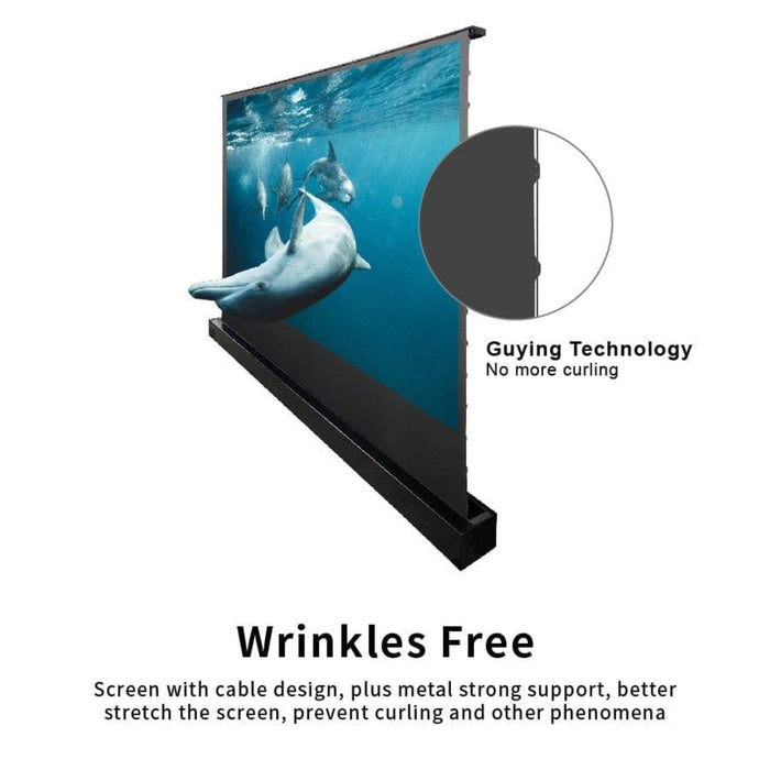 VIVIDSTORM S: 3D ALR Motorized Tension Floor Rising 3D Obsidian Long Throw ALR (High Gain) Projector Screen