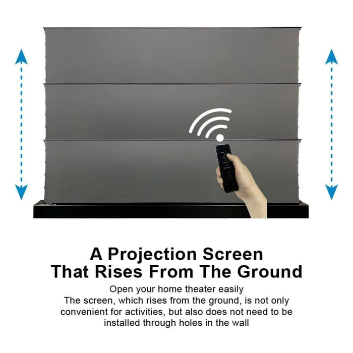 VIVIDSTORM S: Motorized Tension Floor Rising Obsidian Long Throw ALR Perforated Projector Screen