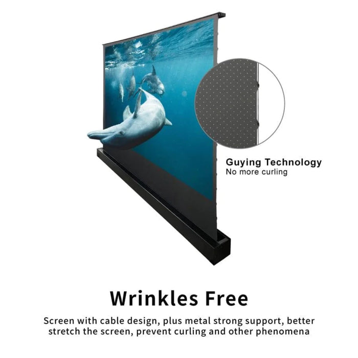 VIVIDSTORM S: Motorized Tension Floor Rising Obsidian Long Throw ALR Perforated Projector Screen