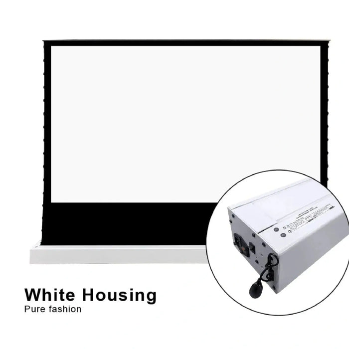 VIVIDSTORM Pearl White Cinema Plus: Motorized Tension Floor Rising Projector Screen