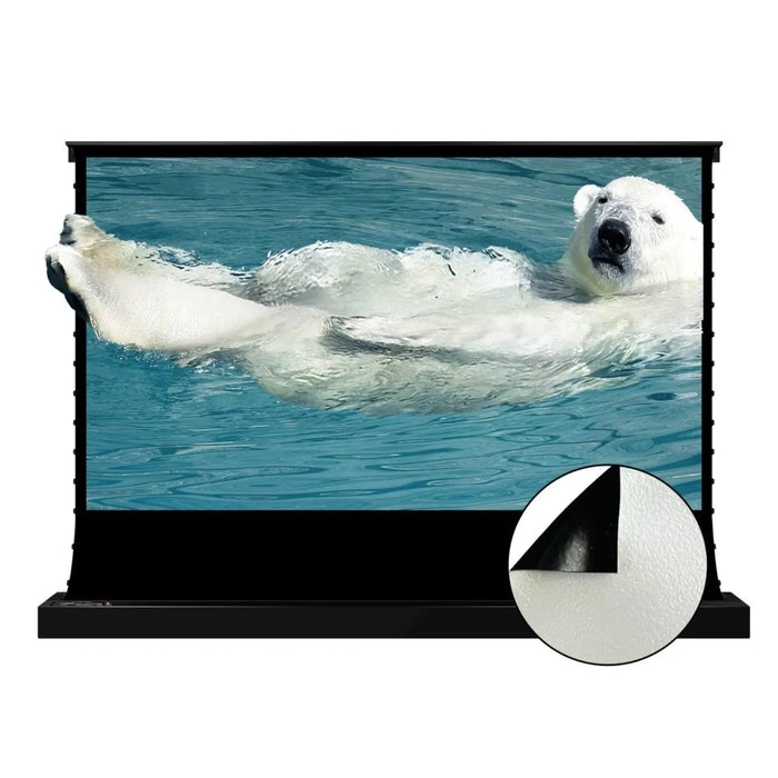 VIVIDSTORM Pearl White Cinema Plus: Motorized Tension Floor Rising Projector Screen