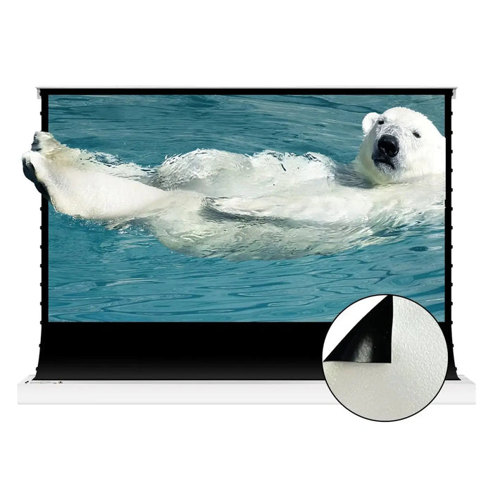 VIVIDSTORM Pearl White Cinema Plus: Motorized Tension Floor Rising Projector Screen