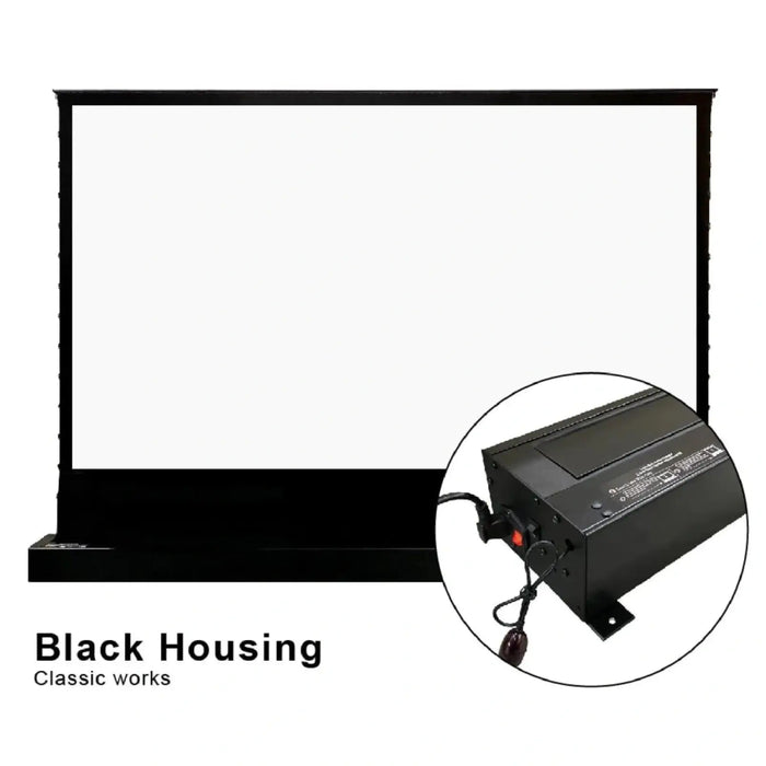 VIVIDSTORM Pearl White Cinema Plus: Motorized Tension Floor Rising Projector Screen