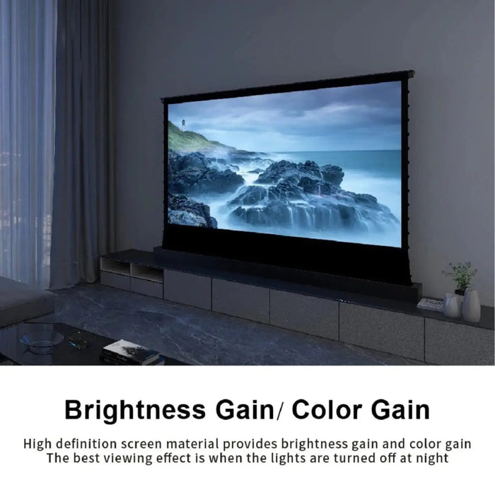 VIVIDSTORM Pearl White Cinema Plus: Motorized Tension Floor Rising Projector Screen