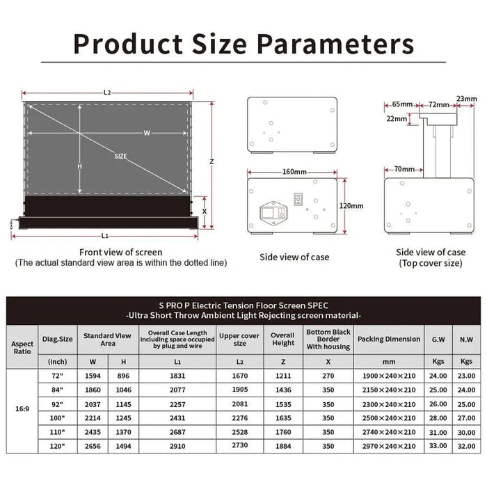 VIVIDSTORM S PRO P: Motorized Tension Floor Rising UST ALR Perforated Projection Screen