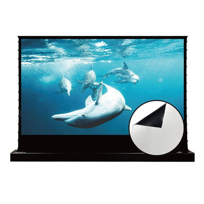 VIVIDSTORM S: Motorized Tension Floor Rising Projector Screen in White Cinema