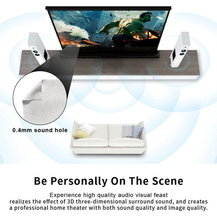 VIVIDSTORM S: Motorized Tension Floor Rising Projector Screen in White Cinema Perforated