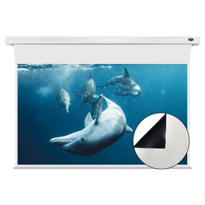 Cinema White Slimline Motorized Tension Projector Screen by VIVIDSTORM