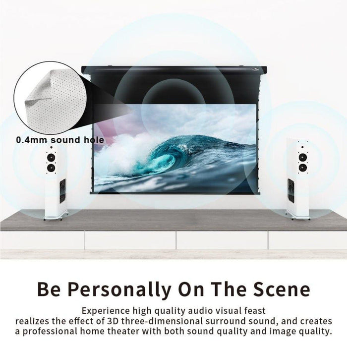 VIVIDSTORM Slimline Motorized Tension Projector Screen - Cinema White Perforated