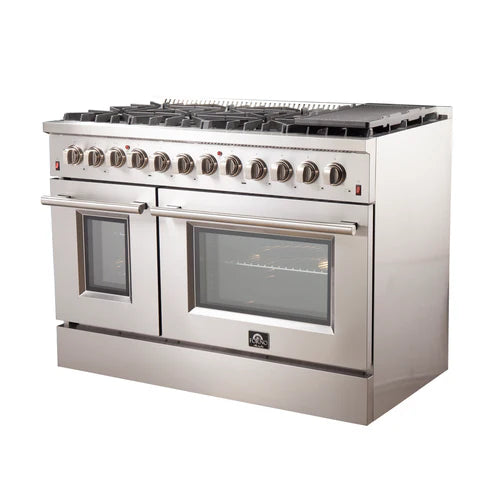 Forno Appliance Package - 48" Gas Range, Dishwasher, 48" Refrigerator, AP-FFSGS6244-48-11